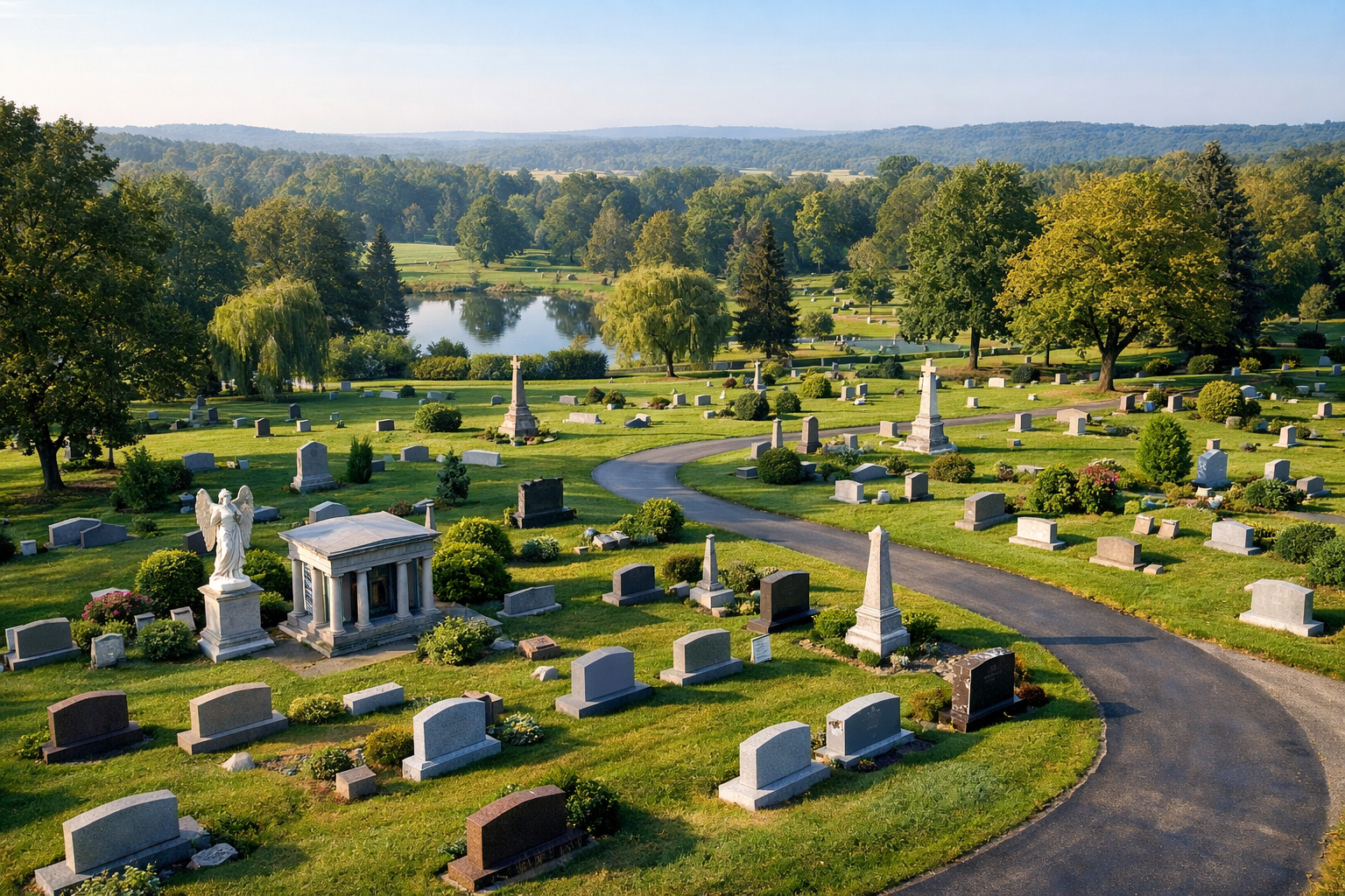 Wide cemetery landscape overview