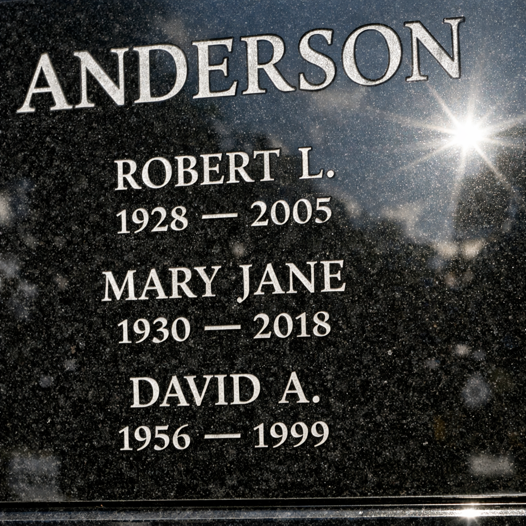 Detailed granite monument carving