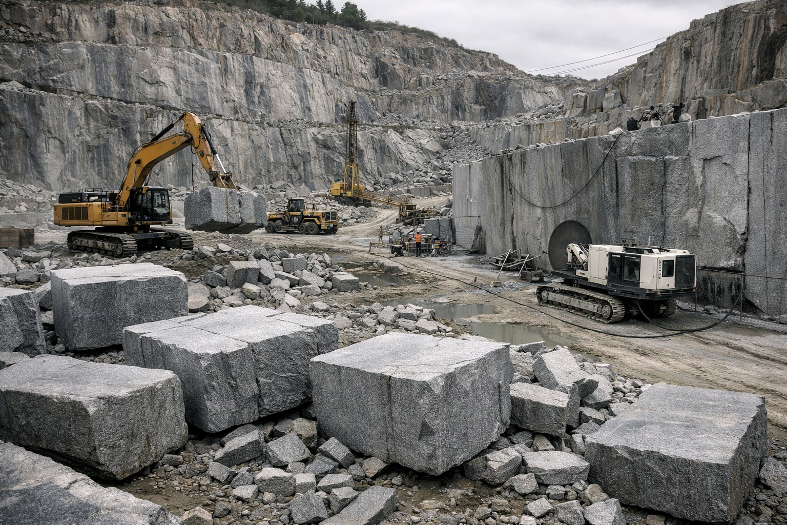 Granite extraction at quarry