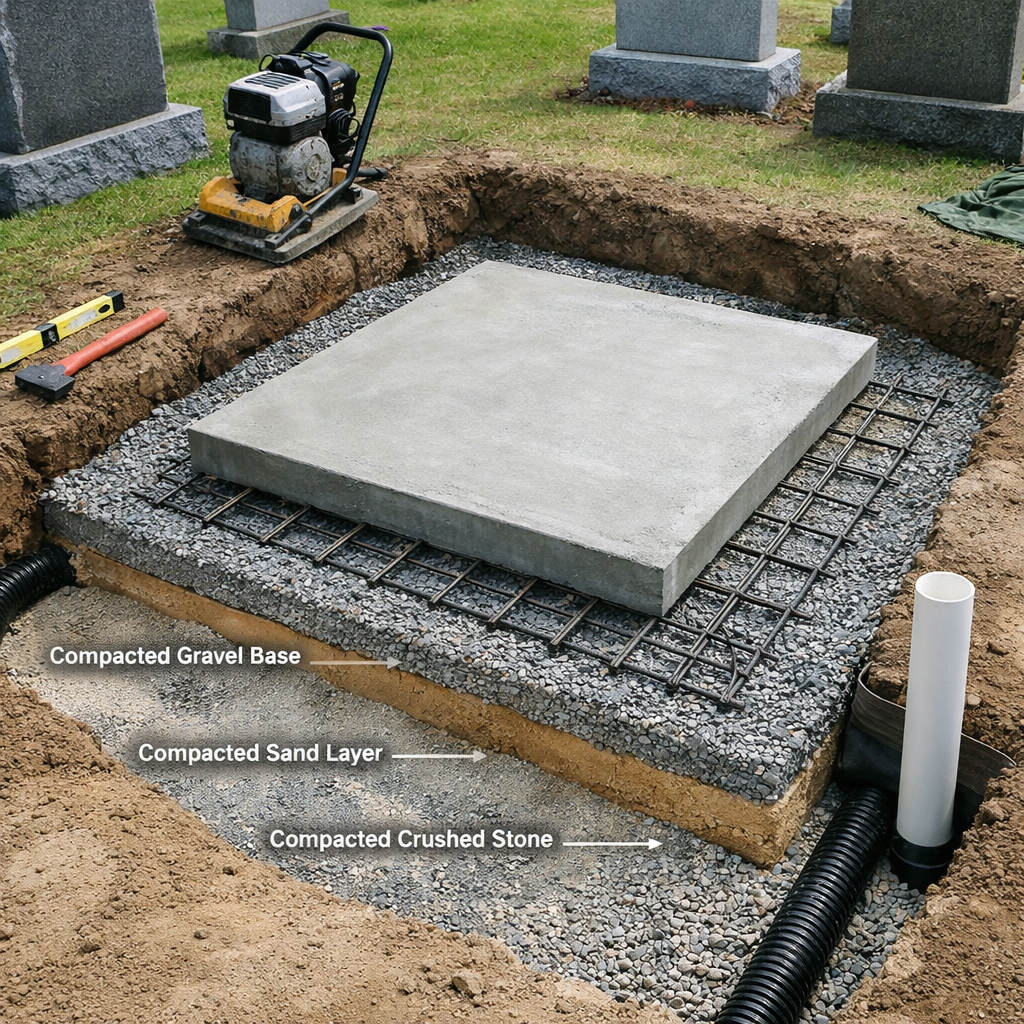 Monument base foundation