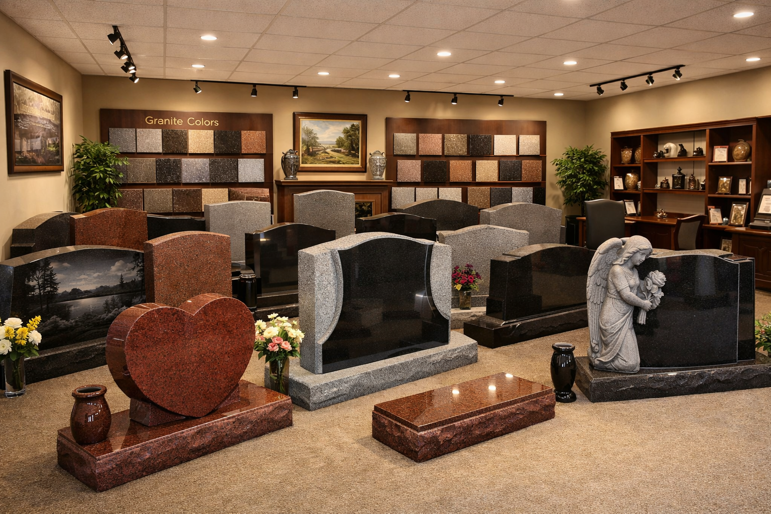 Interior of monument showroom